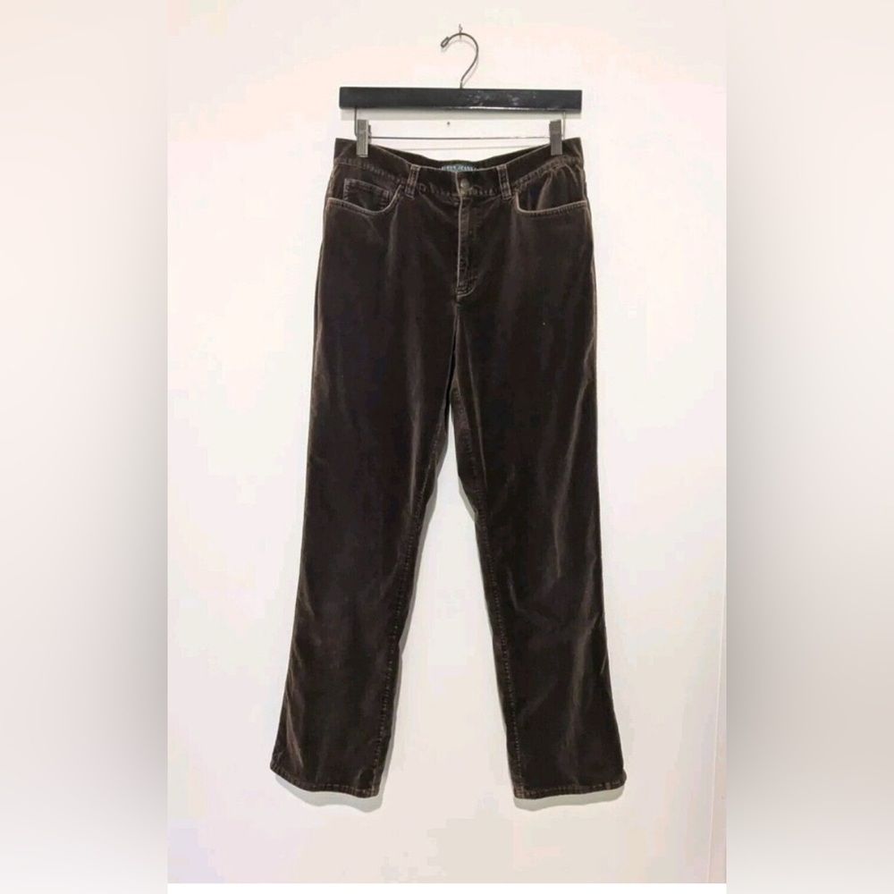 Lauren Ralph Lauren Green Label Women's 8 Brown Velvet Straight Leg Pants